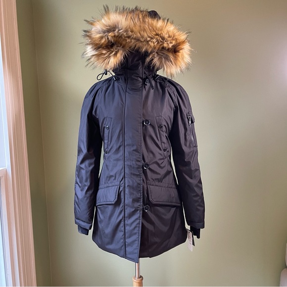 NWT S13 New York Womens Alps Mid Length Down Parka with Faux Fur Hood - Size XS - Picture 2 of 14
